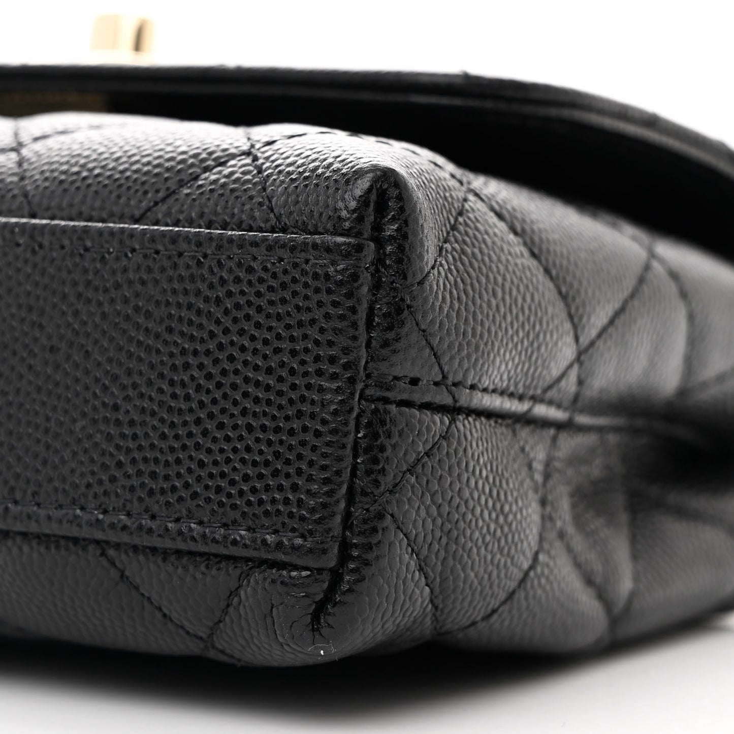 Caviar Quilted Coco Handle Clutch With Chain Black