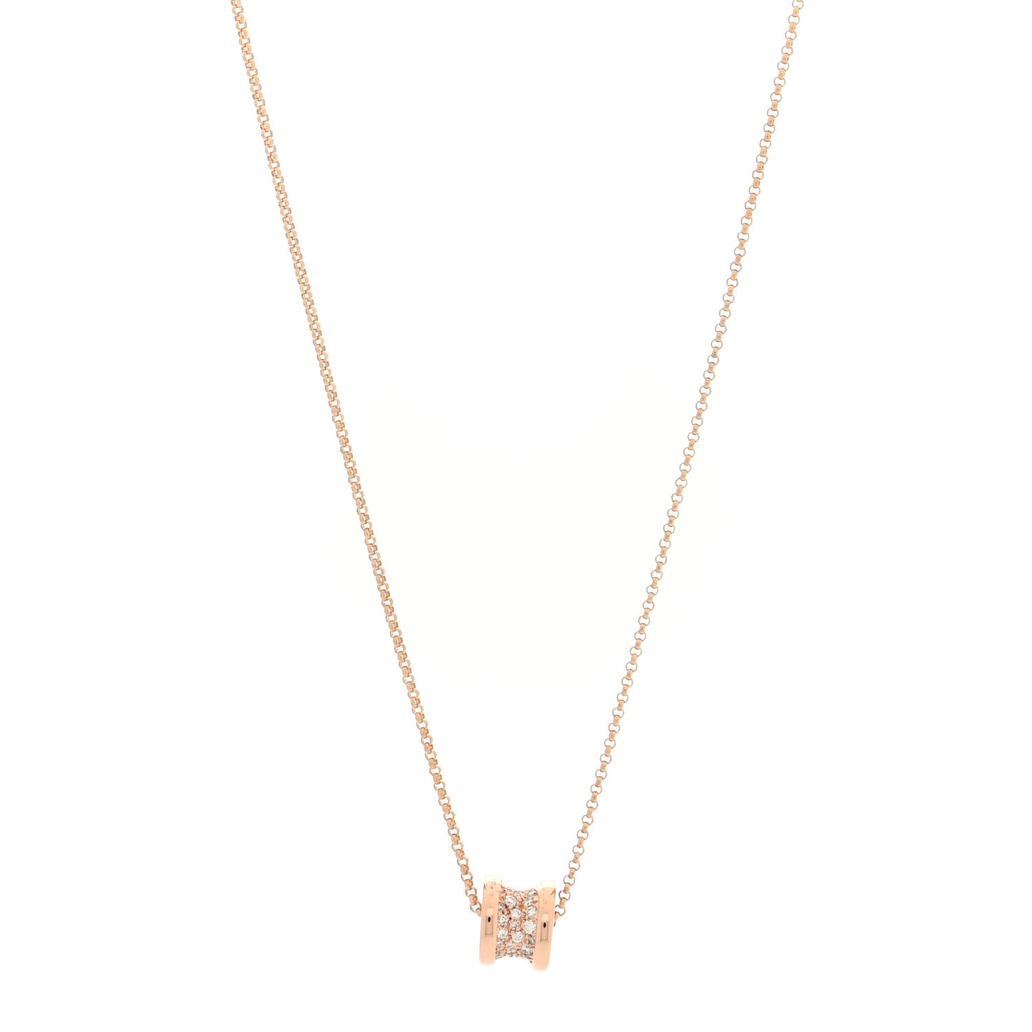18K Rose Gold Diamond Small B.Zero1 Pave Pendant Necklace