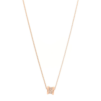 Bulgari 18K Rose Gold Diamond Small B.Zero1 Pave Pendant Necklace 1 of 6