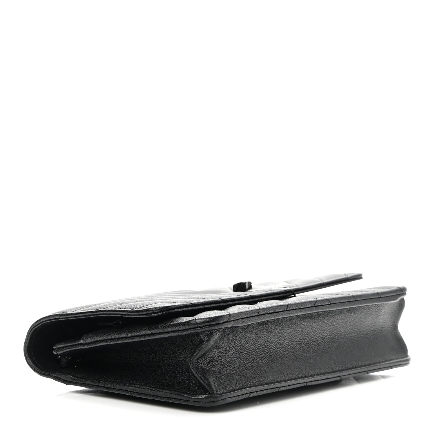 Chanel Sheepskin Chevron Reissue Wallet On Chain WOC So Black 4 of 10