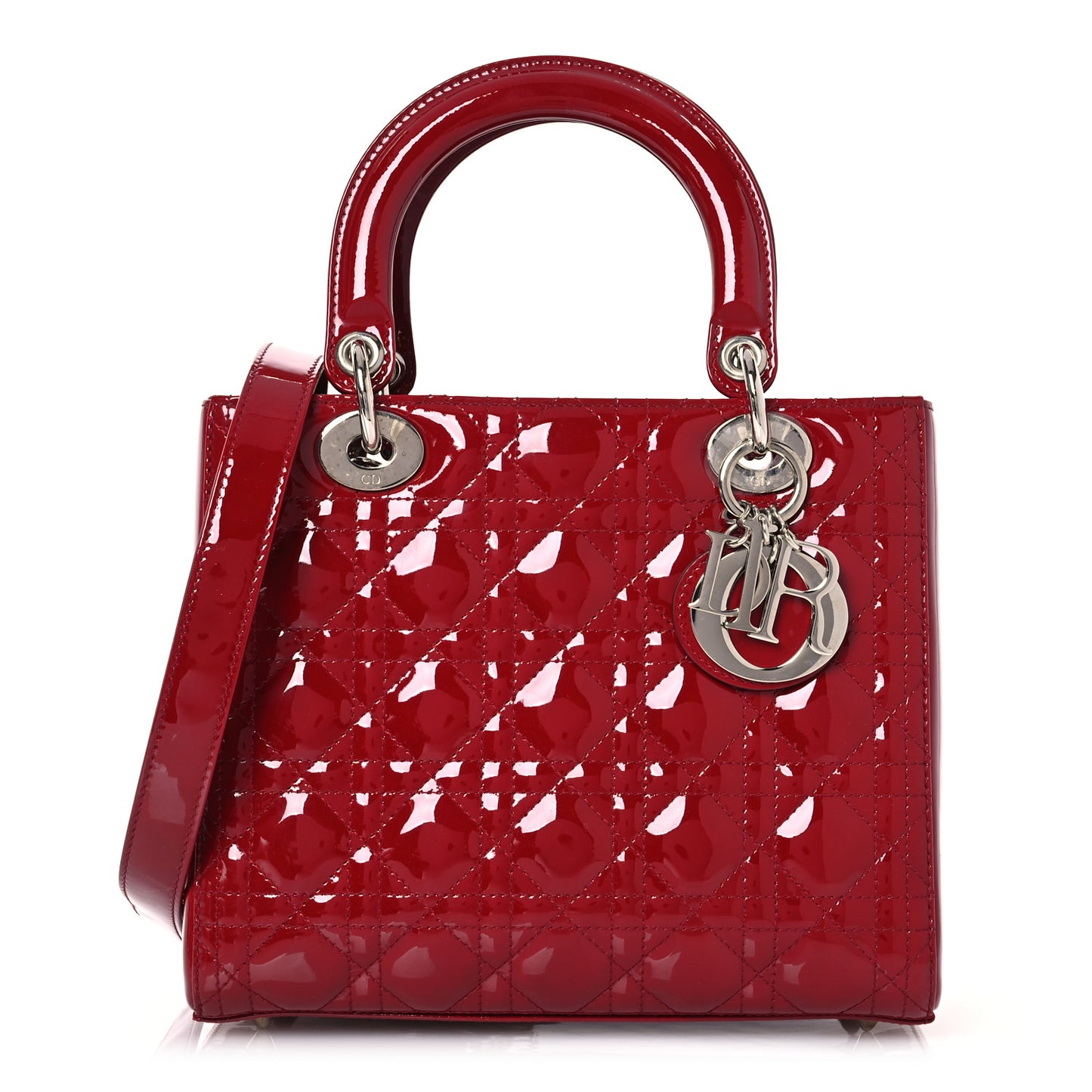 Patent Cannage Medium Lady Dior Red