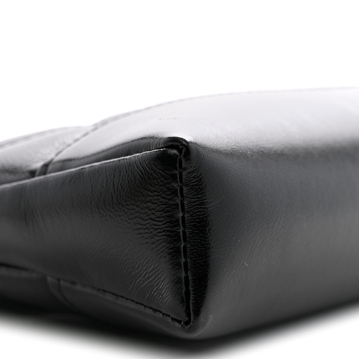 Shiny Crumpled Calfskin Quilted Nano 31 Shopping Bag Black