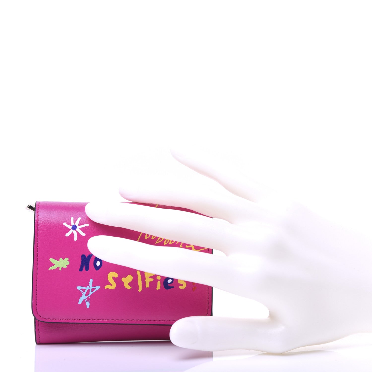 Christian Louboutin Calfskin No Selfies Script Mini Loubigaga Wallet Pink 2 of 7