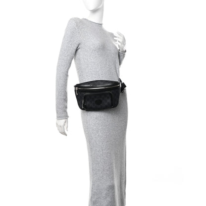 Gucci GG Supreme Monogram Textured Calfskin Retro Interlocking G Belt Bag Black 2 of 14