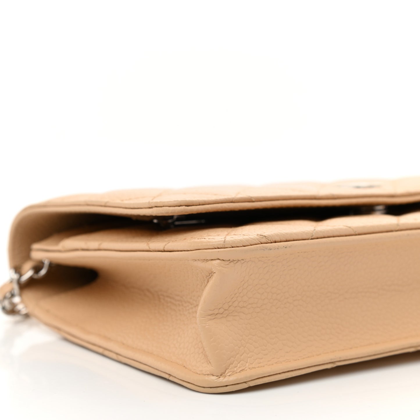 Caviar Quilted Wallet On Chain WOC Beige
