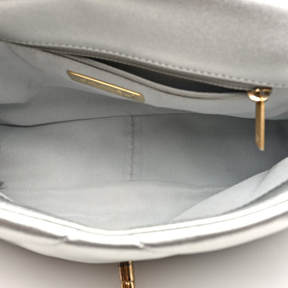 Chanel Metallic Lambskin Quilted Medium Chanel 19 Flap Silver 5 of 9