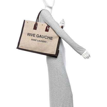 Saint Laurent Linen Calfskin Rive Gauche Tote Natural 2 of 10