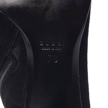 Gucci Suede Interlocking G Knee High Boots 7 Black 8 of 12