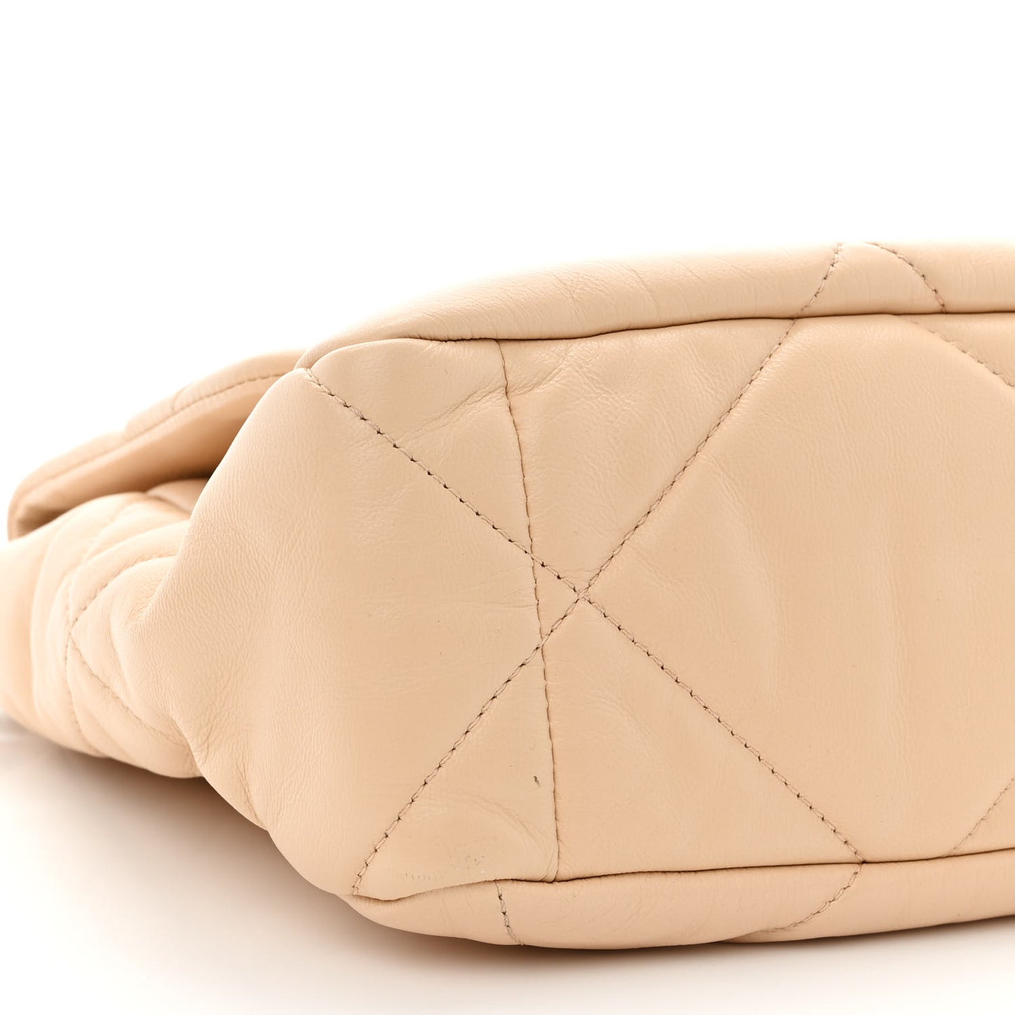 Goatskin Quilted Large Chanel 19 Flap Beige
