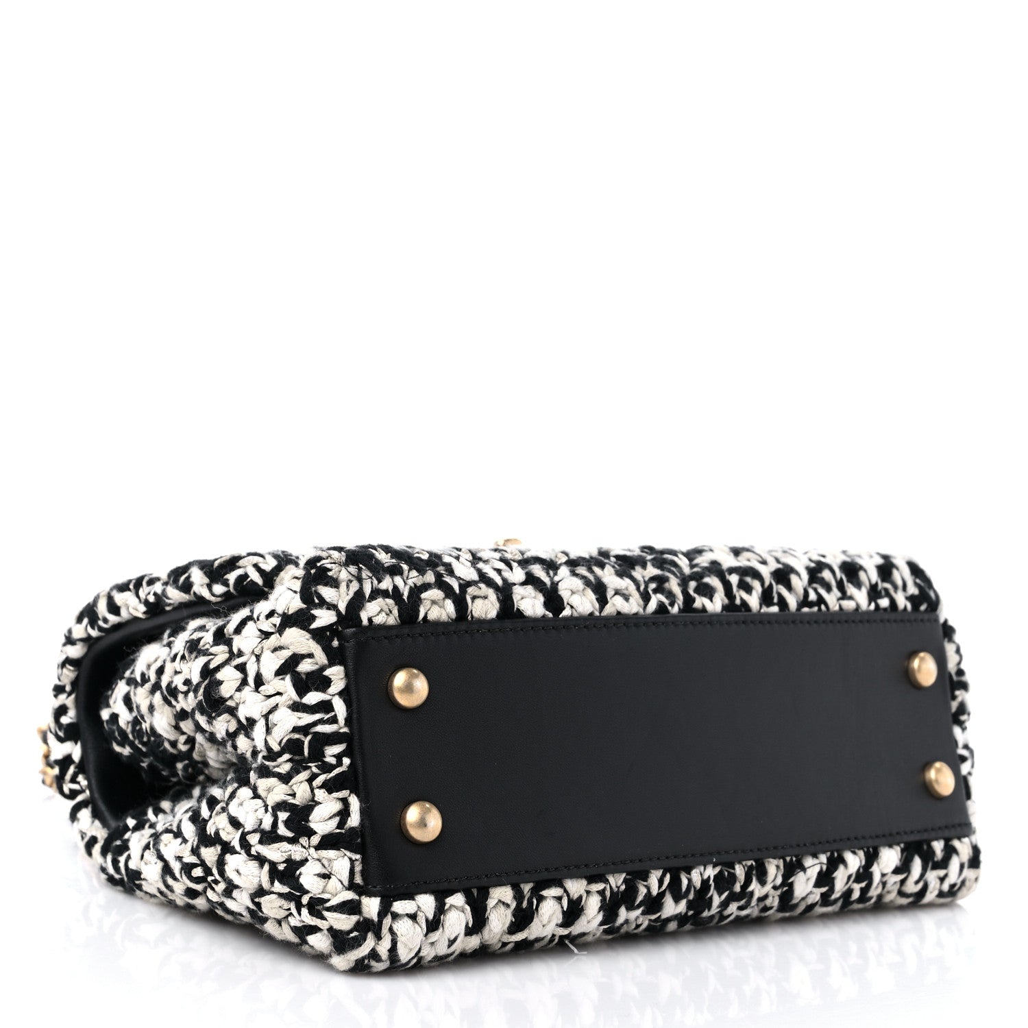 Chanel Tweed Quilted Mini Coco Handle Flap Black Beige 4 of 11