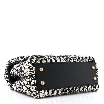 Chanel Tweed Quilted Mini Coco Handle Flap Black Beige 4 of 11