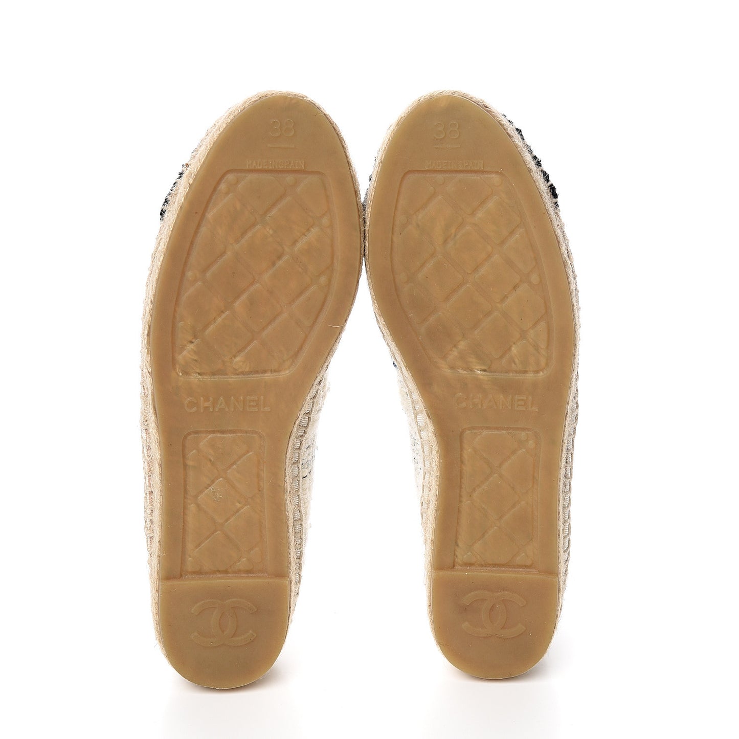 Tweed CC Espadrilles 38 Ecru White Blue Black