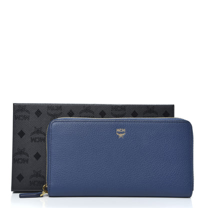 MCM Calfskin Fontanellas Park Avenue Milla Zip Around Wallet Navy Blue 10 of 10
