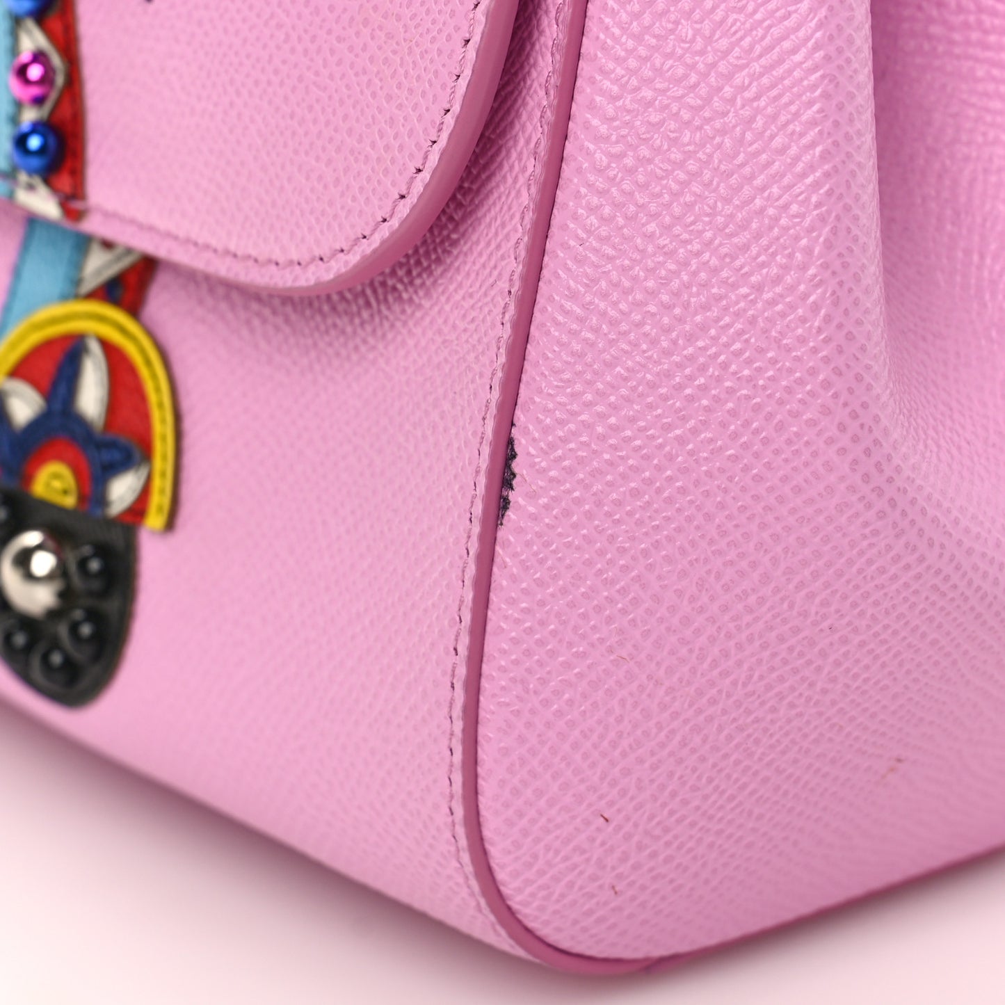 Dauphine Studded Medium DG Family Patch Miss Sicily Satchel Pink