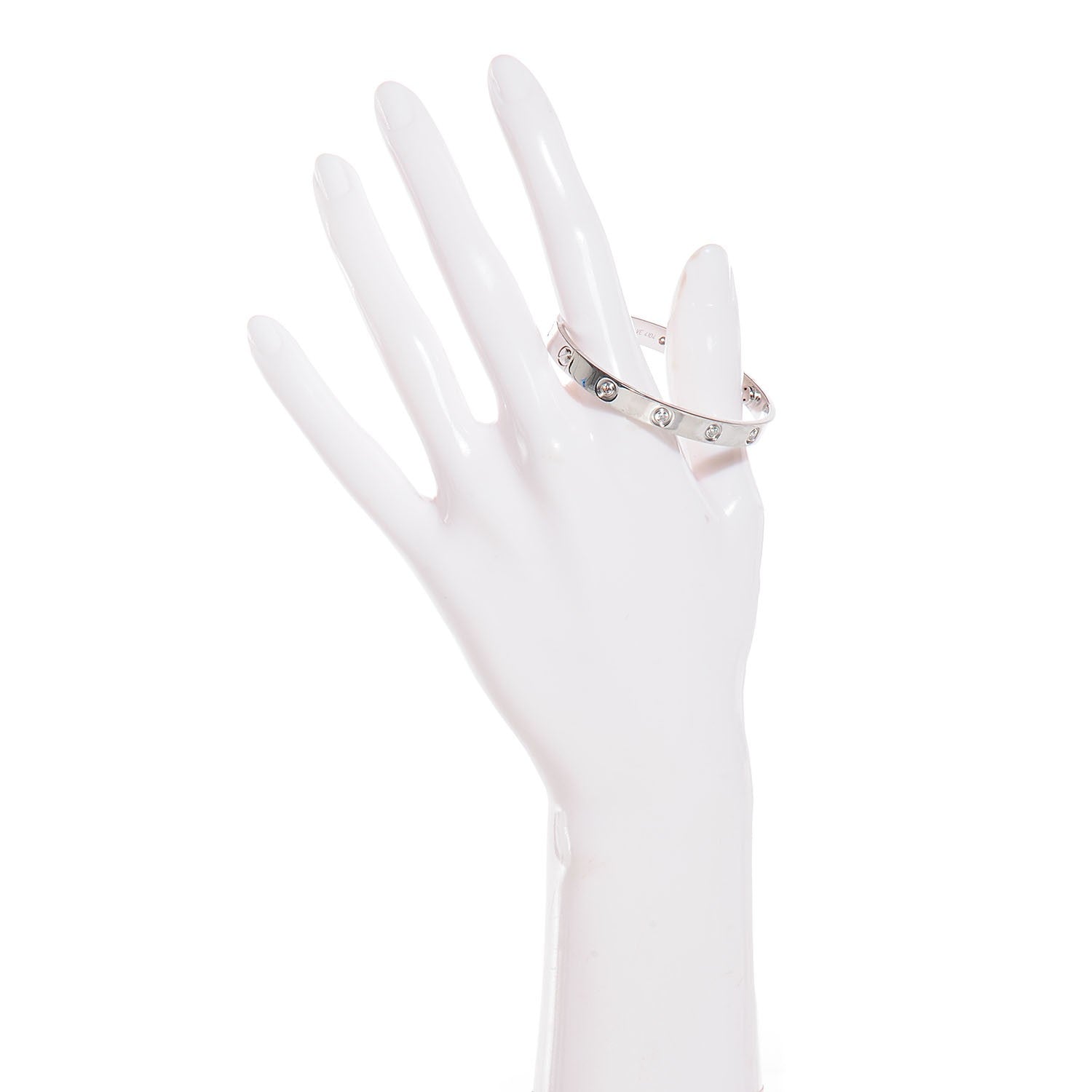Cartier 18K White Gold 10 Diamond LOVE Bracelet 16 2 of 6
