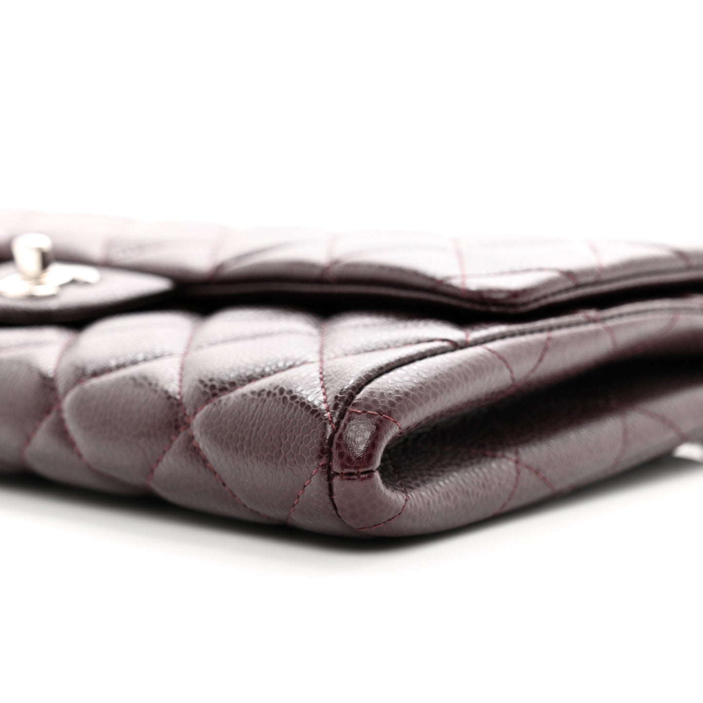 Caviar Quilted Clutch With Chain Flap Burgundy