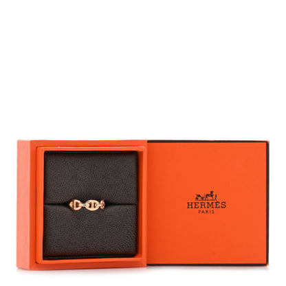 Hermes 18K Rose Gold PM Chaine D'Ancre Enchainee Ring 53 6.25 5 of 5