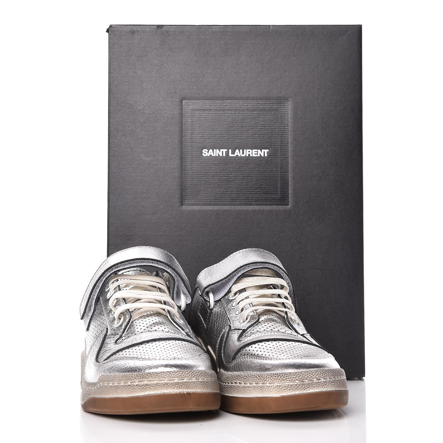 Saint Laurent Calfskin Perforated Womens SL24 Sneakers 39 Argento 9 of 9