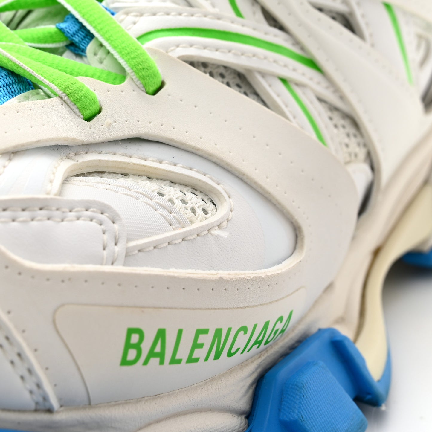 Mesh Nylon Mens Track Sneakers 40 White Green Blue