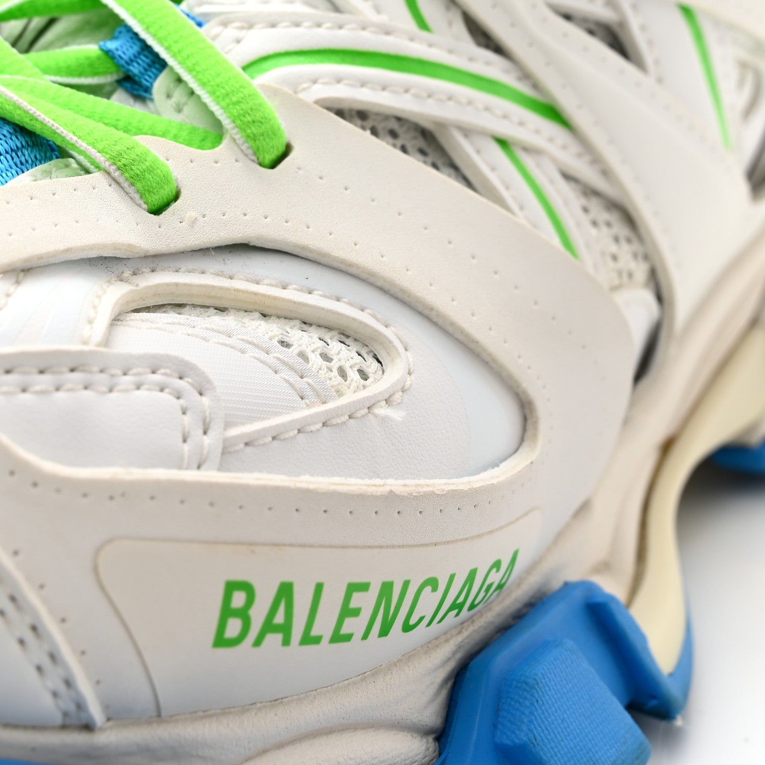 Balenciaga Mesh Nylon Mens Track Sneakers 40 White Green Blue 9 of 12