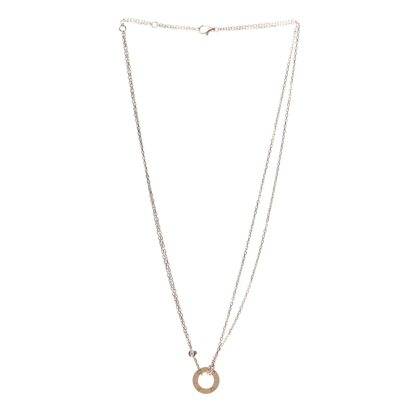 18K Pink Gold 2 Diamond LOVE Necklace