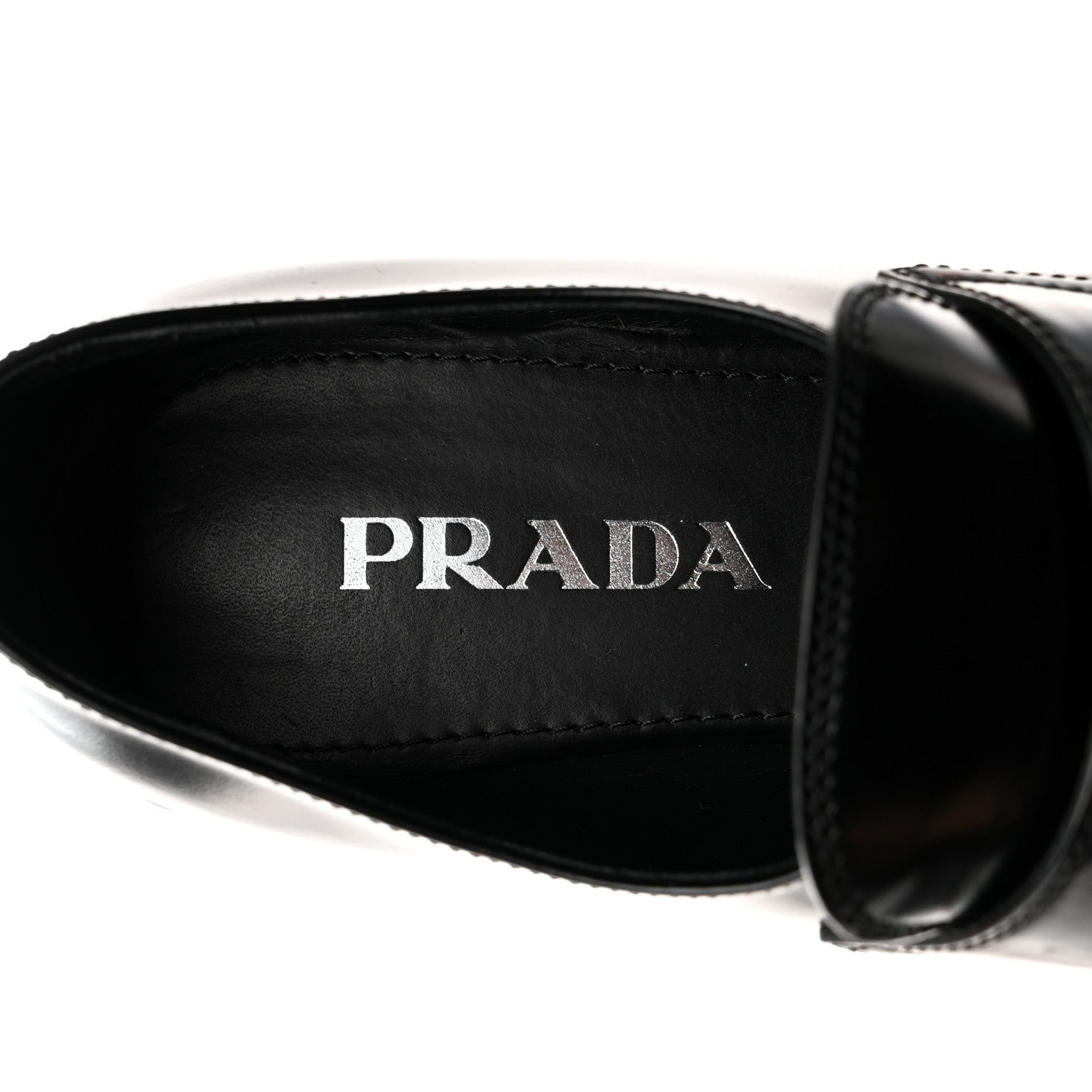 Prada Spazzolato Metal Triangle Logo 50mm Loafers 37.5 Black 6 of 10