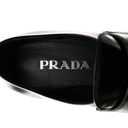 Prada Spazzolato Metal Triangle Logo 50mm Loafers 37.5 Black 6 of 10