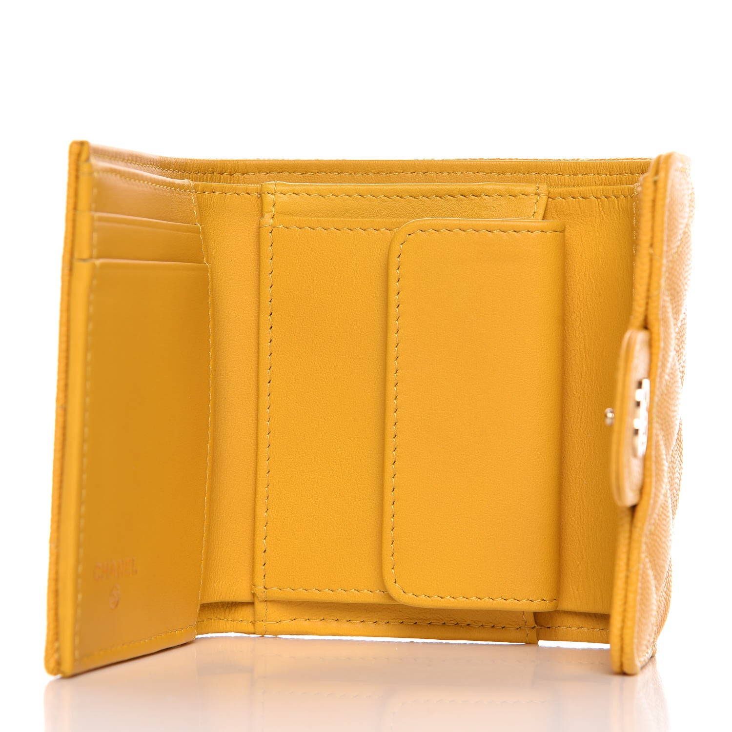 Chanel Caviar Quilted Compact Flap Wallet Yellow 5 of 8