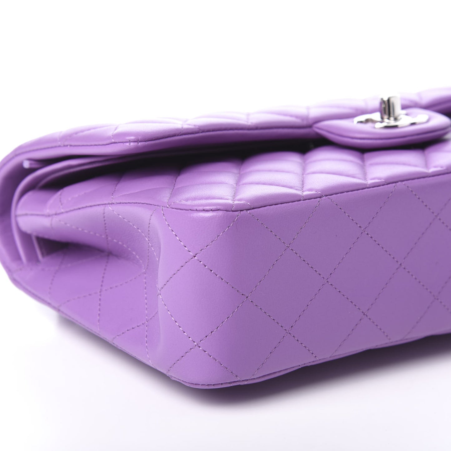 Lambskin Quilted Medium Double Flap Purple