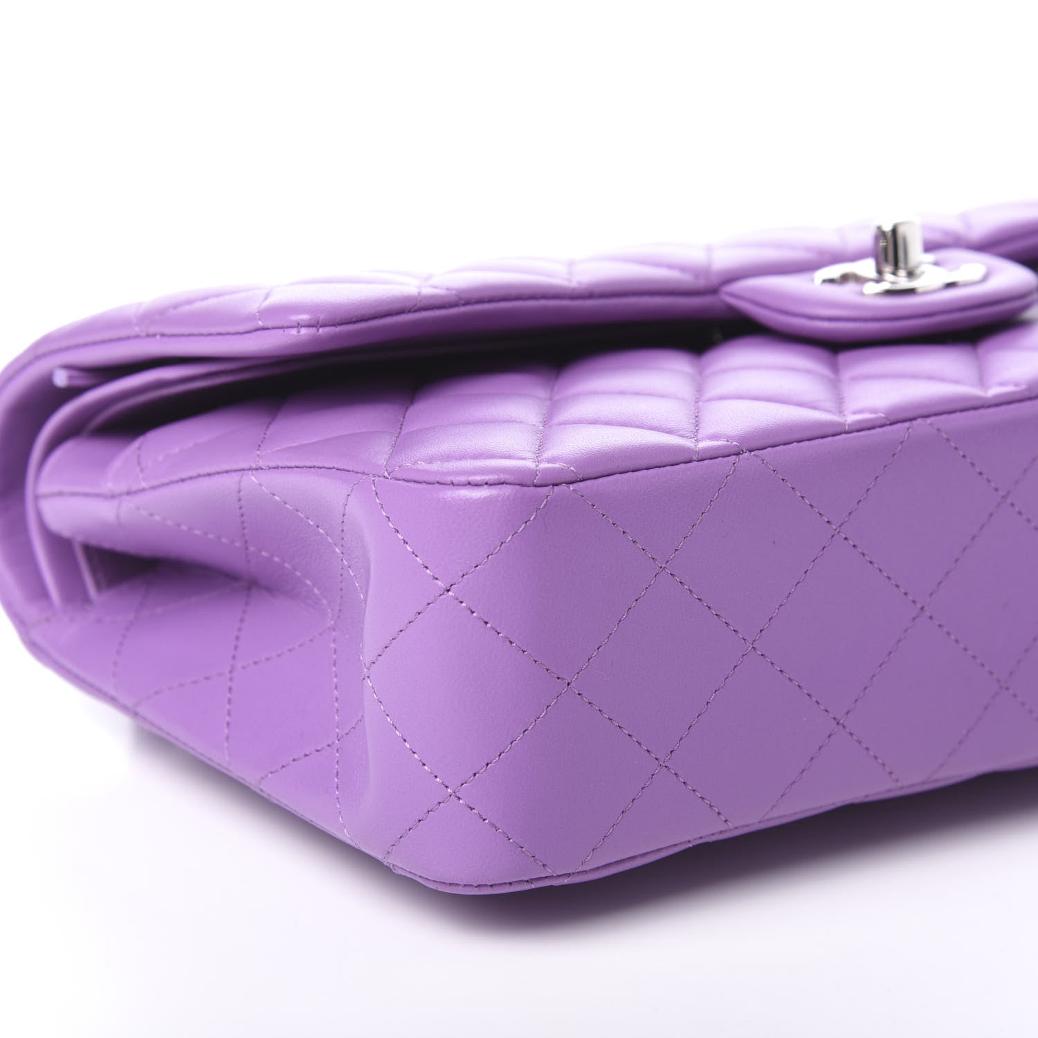 Chanel Lambskin Quilted Medium Double Flap Purple 8 of 9