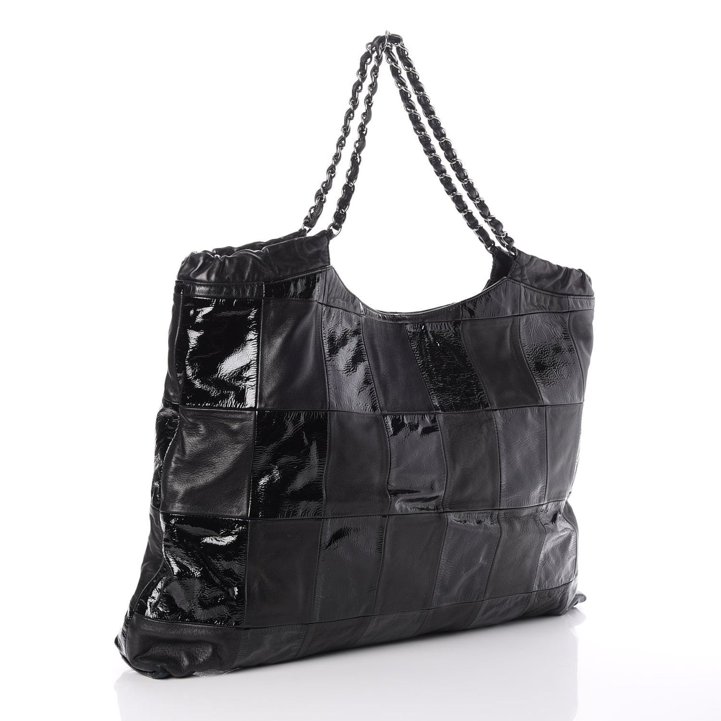 Patent Patchwork Large Brooklyn Tote Black