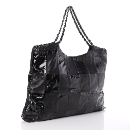 Chanel Patent Patchwork Large Brooklyn Tote Black 3 of 7