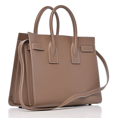 Saint Laurent Grained Calfskin Topstitch Small Classic Sac De Jour Taupe 3 of 10
