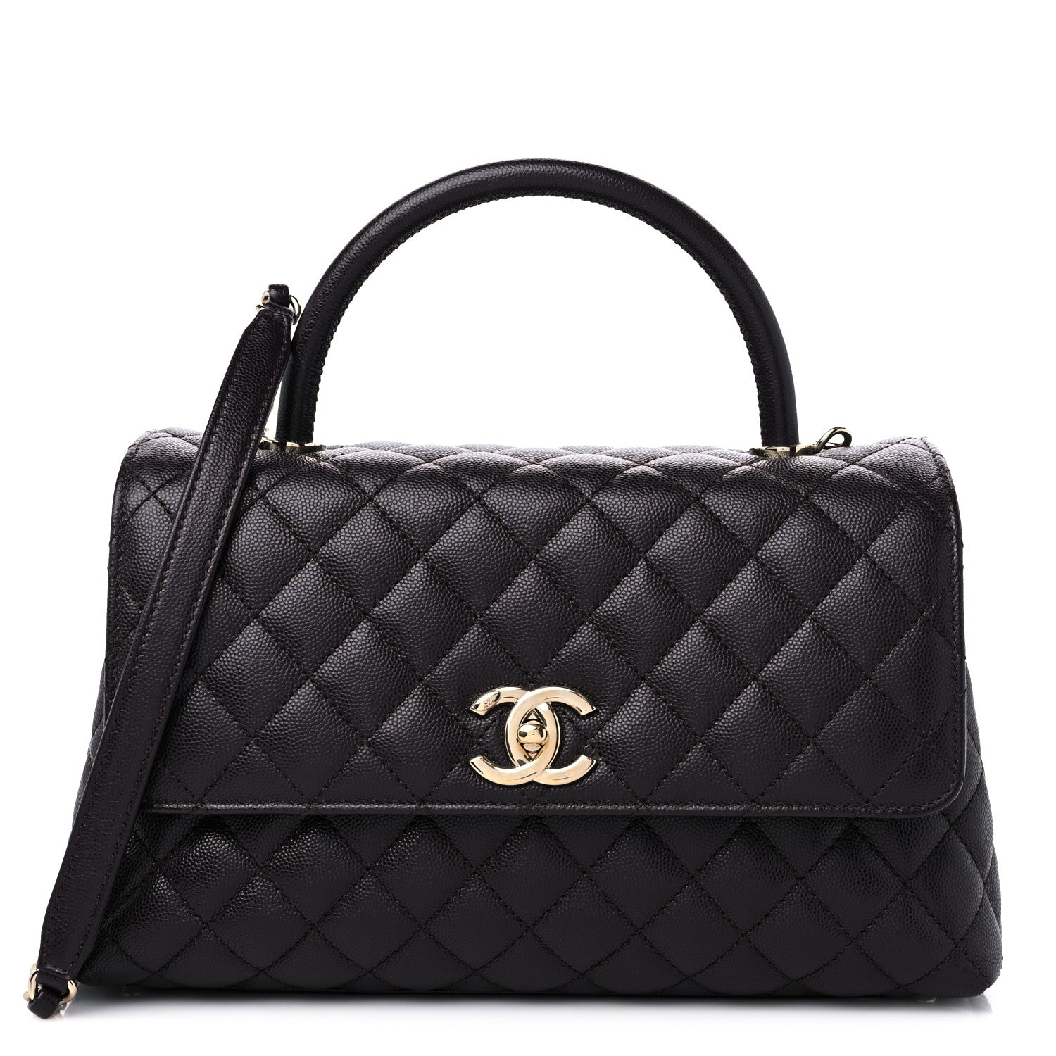 Chanel Caviar Quilted Small Coco Handle Flap Dark Brown 1 of 10