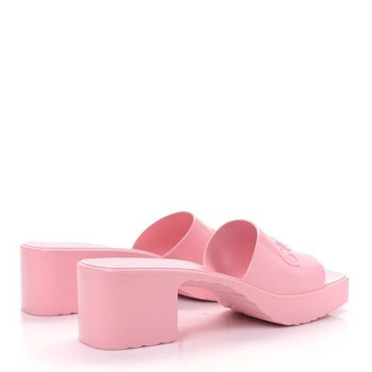 Gucci Rubber Gucci Logo Womens Platform 20/60mm Slide Sandals 41 Wild Rose 4 of 9
