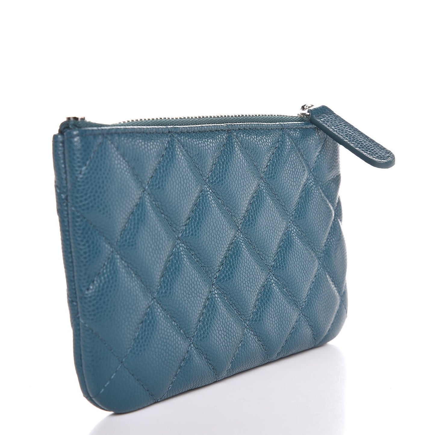 Caviar Quilted Small Cosmetic Case Dark Turquoise