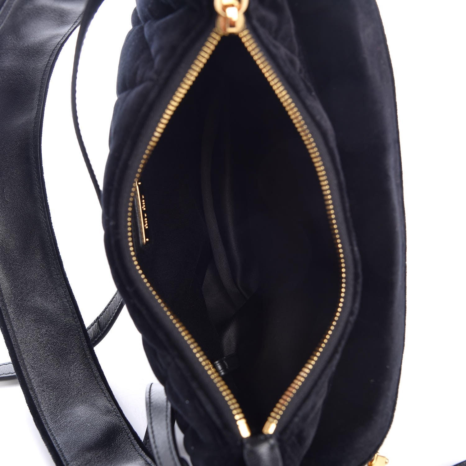 Miu Miu Velluto Matelasse Rider Shoulder Bag Black 7 of 9