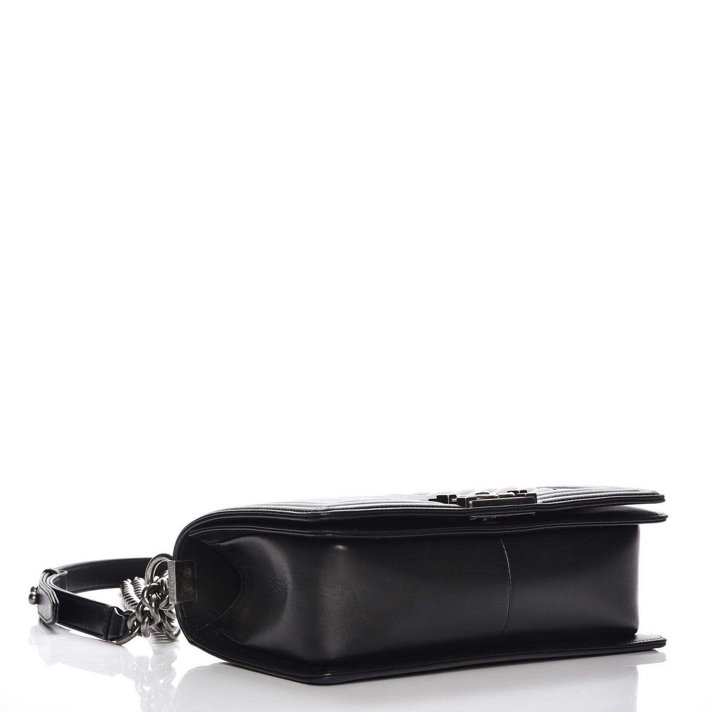 Lambskin Pleated Medium Boy Flap Black