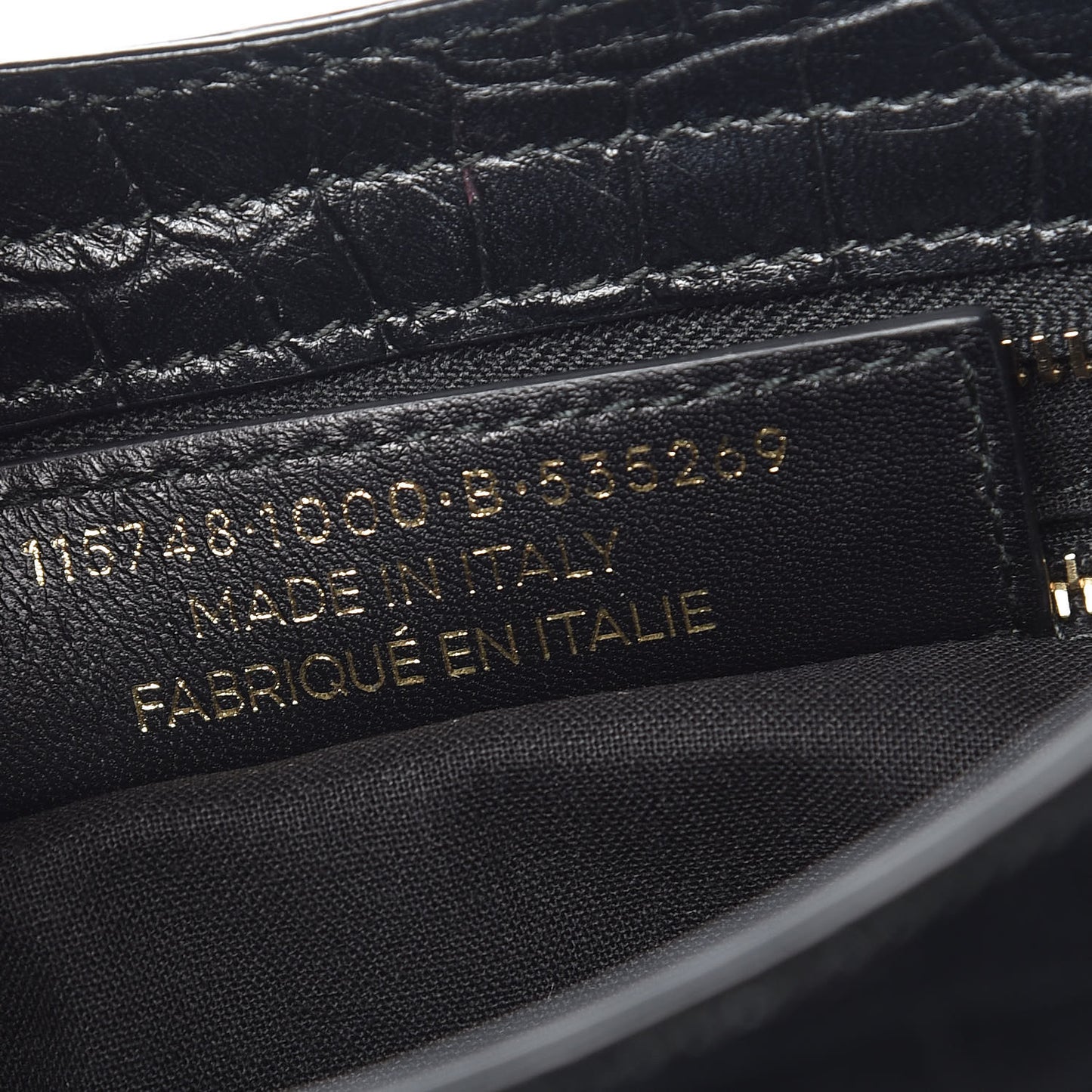Calfskin Crocodile Embossed Classic Hardware City Black