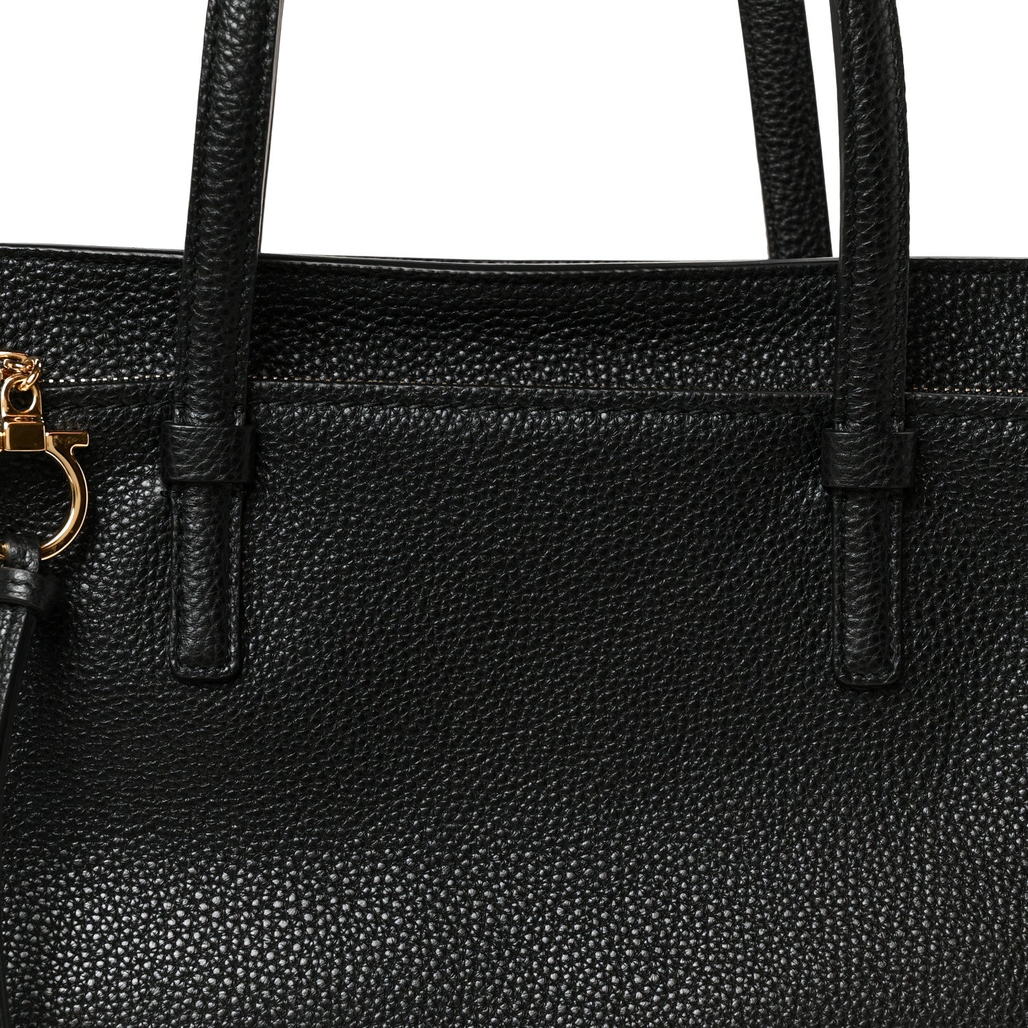 Salvatore Ferragamo Hammered Calfskin Double Handle Medium Amy Tote Black 9 of 11
