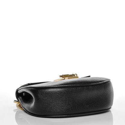 Chloe Grained Calfskin Lambskin Mini Bi-Color Drew Shoulder Bag Black Powder Beige 4 of 11