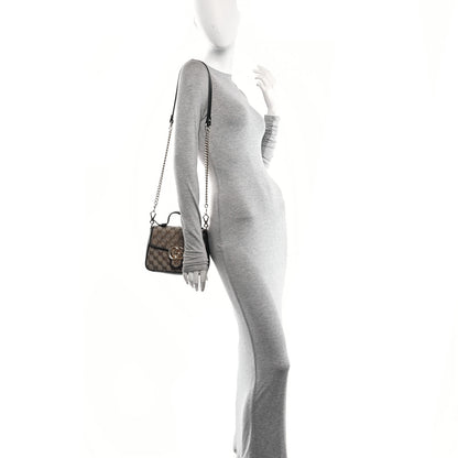 Gucci Monogram Azalea Calfskin Matelasse Diagonal Mini GG Marmont Top Handle Shoulder Bag Beige Ebony Black 2 of 10