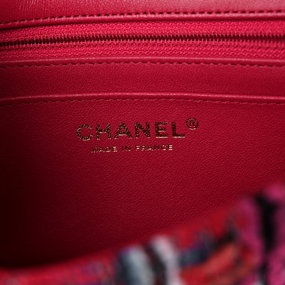 Chanel Tweed Quilted Mini Rectangular Flap Red Pink Black 8 of 10