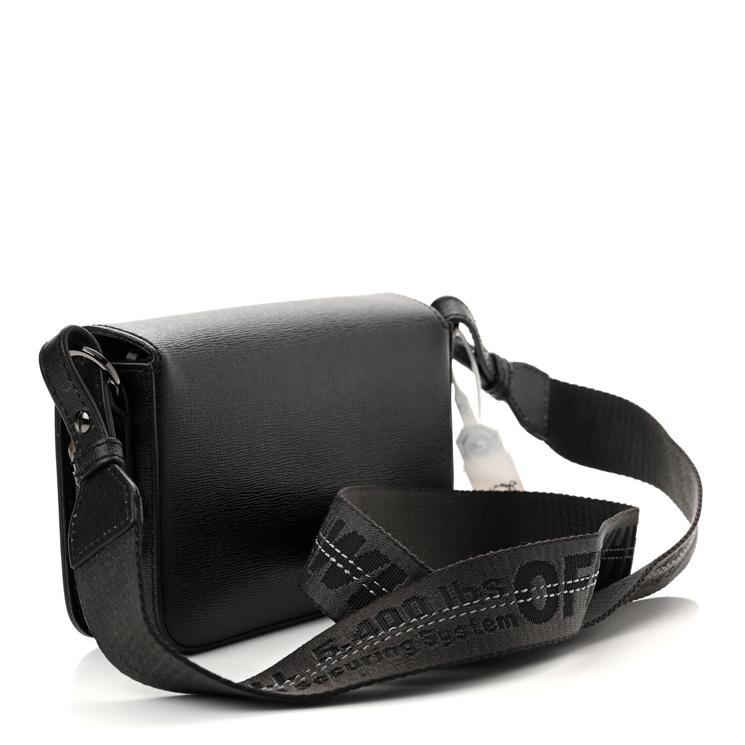 Off-White Saffiano Striped Mini Diag Binder Clip Bag Black White 3 of 10