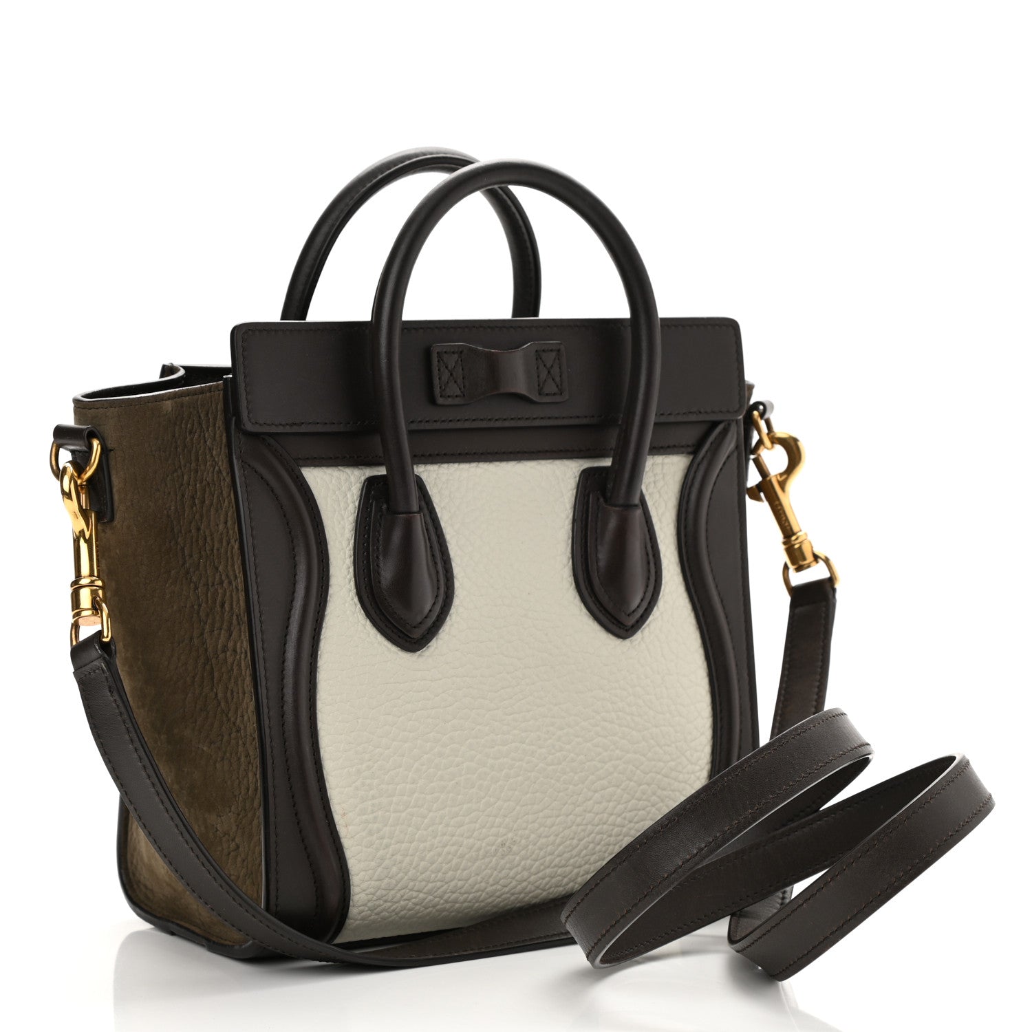 Celine Bullhide Calfskin Suede Nano Tri-Color Luggage White 3 of 9