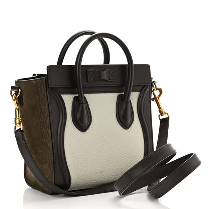 Celine Bullhide Calfskin Suede Nano Tri-Color Luggage White 3 of 9