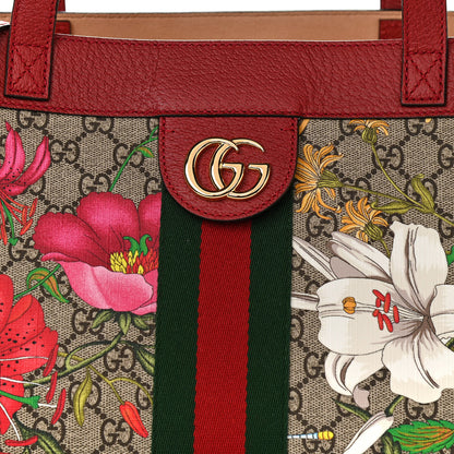 Gucci GG Supreme Monogram Flora Web Large Ophidia Tote Red 9 of 13
