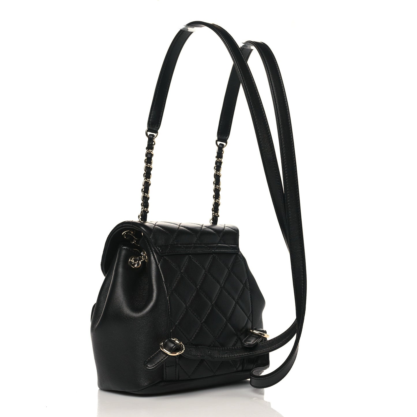 Lambskin Quilted Small Duma Drawstring Backpack Black