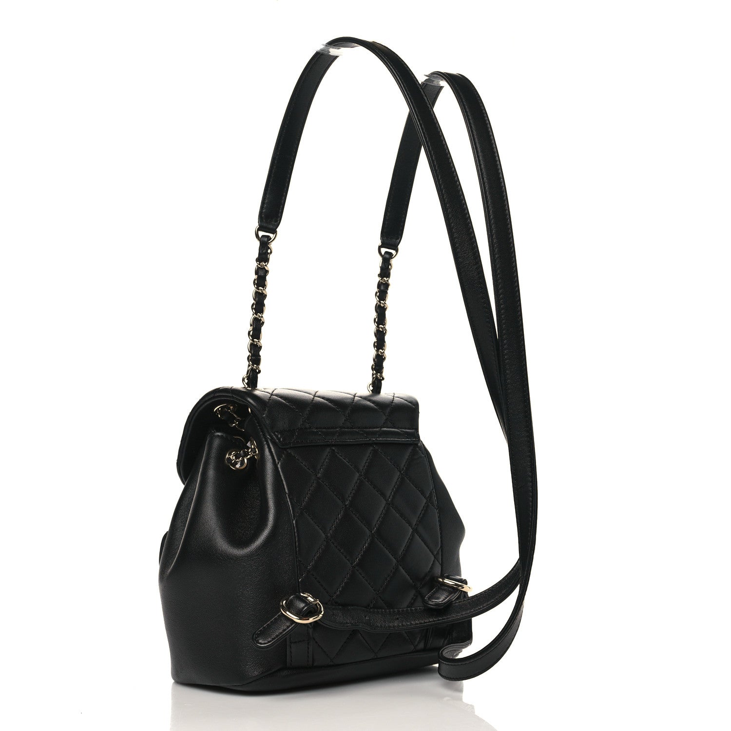 Chanel Lambskin Quilted Small Duma Drawstring Backpack Black 3 of 10