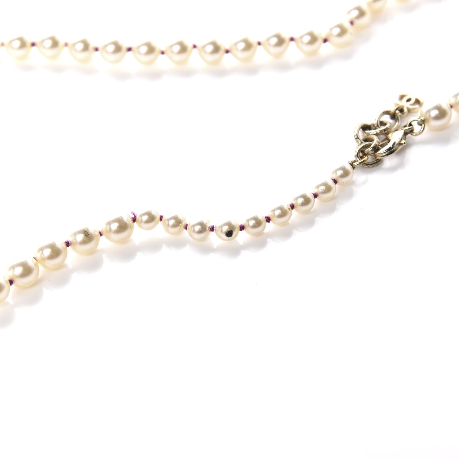 Chanel Pearl Crystal Gripoix CC Long Necklace Gold Pearly White Red 6 of 8